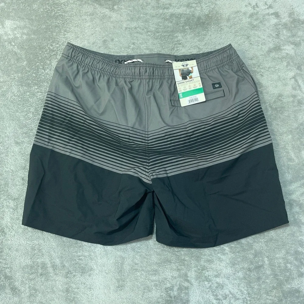 NWT Dockers Swim Shorts Men's XL Black Fabric Striped